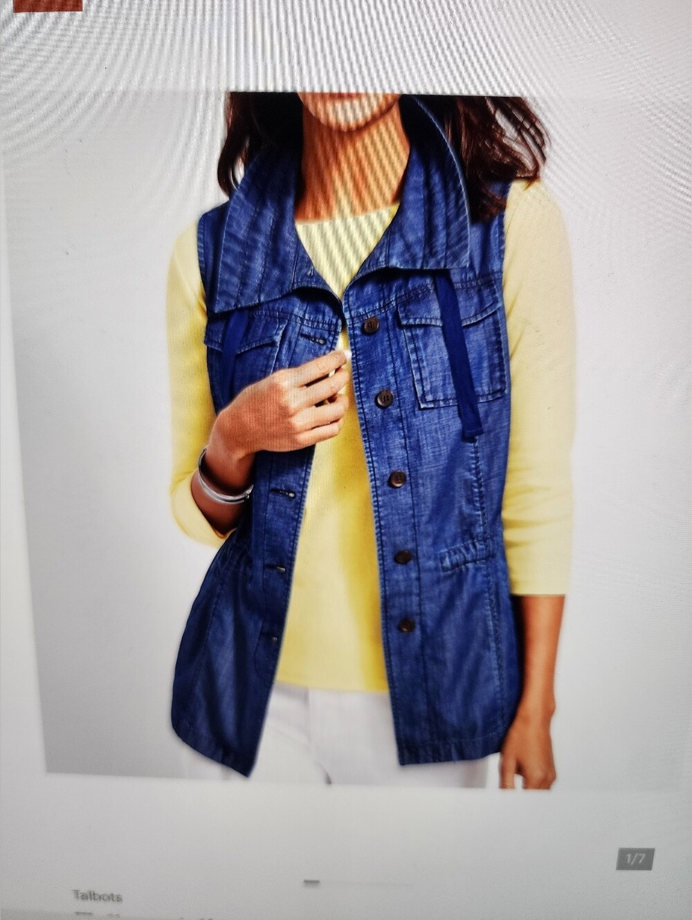 EUC Talbots Denim Vest Drawstring Waist S